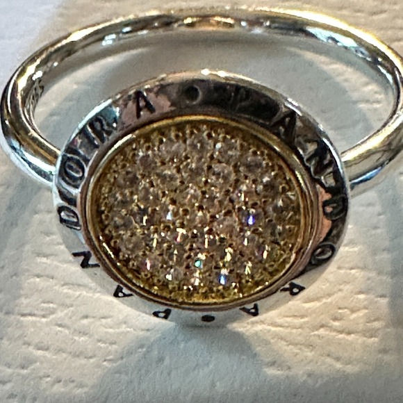 Pandora Jewelry - Genuine PANDORA Two Tone Pave Signature Logo Ring, Size 8